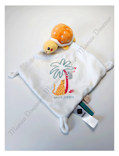 Doudou plat tortue orange - doudou,