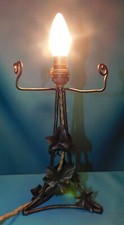 ANTIQUE WROUGHT IRON LAMP BASE VINE LEAVES PATTERN 30's. FOR DAUM MULLER