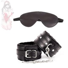 Menottes en en cuir noir ajustable accessoires pour jeux de société