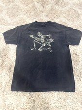 Vintage Short Sleeve T Shirt With Skeleton Rock Guitar Size Large 