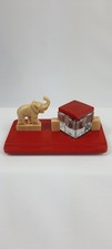 Encrier Porte-plume Art-Déco Bakélite Rouge Éléphant Ivoirine & Verre ou Cristal