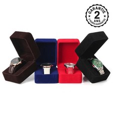 Boîte à Montres Etui Style Velours Rouge Bleu Noir Marron Coffret + Coussin Luxe