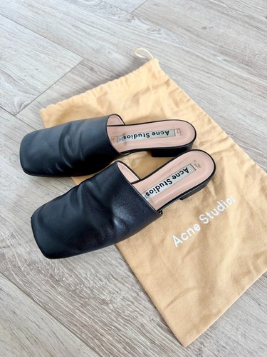 Mules cuir noir acne studios - noir,