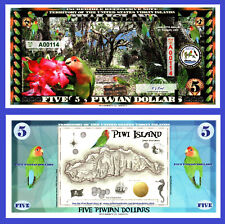 Piwi Islands $5, Piwi at St. Thomas, gold foil segmented security strip UNC