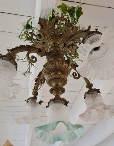 Ancien lustre bronze - lustre,