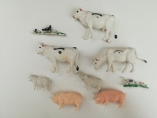 Lot of 9 Antique Farm Animals Duck Chicken Pig Sheep Toy Figure