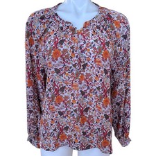 Madewell X Karen Walker Silk Gennaker Floral Boho Blouse Women's Size M