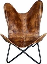 Fauteuil Papillon En Cuir Buff
