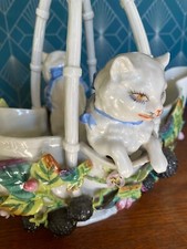 Antique sling planter, 19th century, majolica, Tinelli. rare.