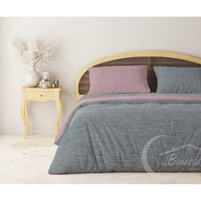 Housse de couette en flanelle FLANELLE BITONE Gris et Rose en Coton Pur