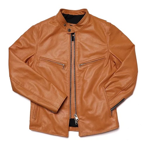 Manteau motard marron homme