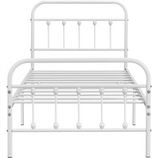 Cadre de Lit en Métal Vintage avec Sommier Haute Tête de Lit Armature Métallique