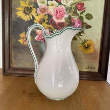 ÉLÉGANT BROC DE TOILETTE ANCIEN BLANC VERT PORCELAINE VIEUX PARIS XIXEME