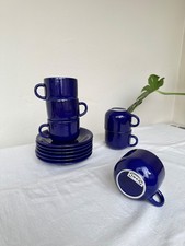 Set for 6 Vintage IKEA Mid Century Modern cobalt blue coffee/tea set