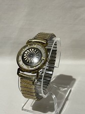 Vintage Ernest Borel Cocktail Kaleidoscope Watch, Gold Band, See Through Back