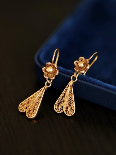 Antique 18k gold filigree - , drop