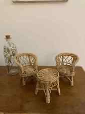 29 ⚜️ Mobilier De Poupée En Osier Salon Table Avec Deux Chaises