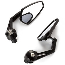 22mm Motorcycle Handlebar Mirrors Universal Metal Rear Viewpoints Oval Black