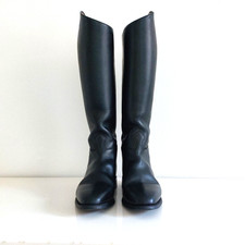 Rare PETRIE Black Leather Equestrian Pull On Riding Boots Size EU 39 Woman's