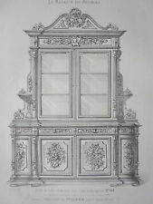 Buffet room two bodies round corners ENGRAVING the FURNITURE STORE V.QUETIN 19th century