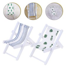 Lot de 2 mini chaises de plage miniatures, chaises longues pliantes, décoration
