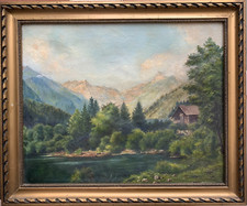 ANCIENNE PEINTURE VUE DU MONT CERVIN VERS 1896 SIGNATURE A DECHIFFRER