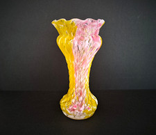 Vase diabolo bigarré rose jaune modèle Floréal Clichy Legras Saint-Denis 1900