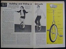 Unicycle 1960 How-To Build and Ride PLANS from junk bike