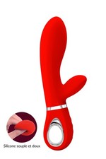 Thomas, vibromasseur rabbit point-G silicone super soft rouge lapin clitoris