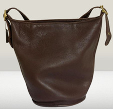 [Near Mint] COACH 9085 Dark Brown Duffle Bucket Feed Bag Sac Leather Vintage