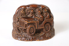 Rare Vintage 1940s WWII US Army Military Jeep Syroco Wood Paperweight