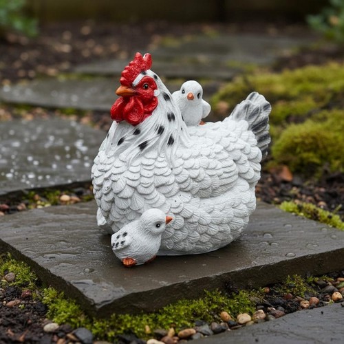 Statue poule poussins - de, et