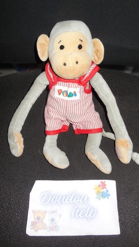 Doudou peluche singe popi gris - doudou,