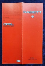 Opel Kadett D Price List 8.1983 Models: Luxury, Berlina, SR, GTE, Caravan