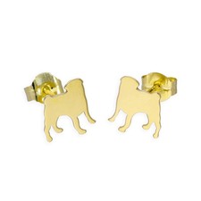 Boucles d'Oreilles Chien Rottweiler en Or Jaune 9 Carats