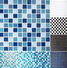 Céramique Carrelage Mosaïque Échecs Badfliesen Miroir Mosaïque Bleu Blanc Noir