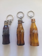 3 Vintage COCA COLA Glass COCA COLA Pencil Size Bottle Lighter Keychain