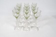 Series 12 Glasses Crystal Cut Green Color Late 19th Early 20th Century
