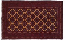 Tapis Afghan 120x190 Tissé À La Main Rouge Géométrique Orient Court Poil Salon B