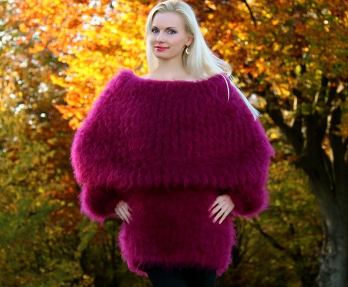 Dark purple cowl neck fuzzy