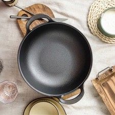 Wok en fonte 25x25cm double