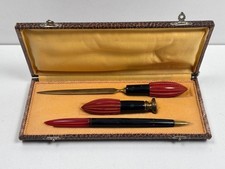 Ancien Coffret Nécessaire d'Ecriture Art Déco Porte Plume Cachet Coupe-papier