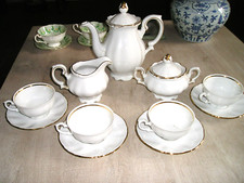 BAVARIAN PORCELAIN COFFEE SERVICE - WHITE and GOLD - 11 PIECES