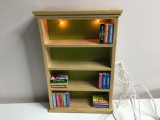 Vintage Lundby Dolls House Modern Wooden Bookcase - Working 