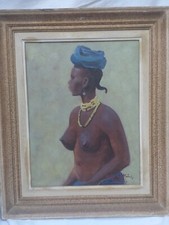 Beau portrait d'Africaine en buste signé et daté 