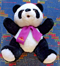 SOR /  DOUDOU  PELUCHE JEMINI PANDA NOIR BLANC  GRUMLY ECHARPE VIOLET  KOM9