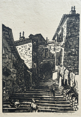 Escalier crest gravure - escalier, bois