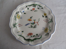 PLAT EN FAIENCE DE GIEN SERVICE OISEAUX DE PARADIS