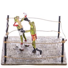 Sculpture en bronze de style vienna grenouilles boxeuses d'après Franz Bergman