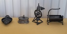 Lot De 4 Miniature En Étain Et Métal Argenté Soupière Berceau 
